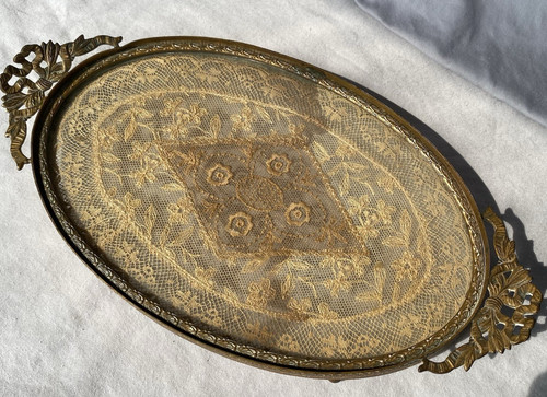 Antique brass vanity - brass, tray