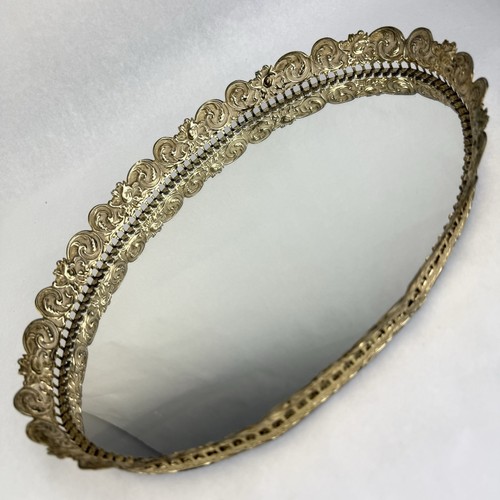 Vtg oval mirrored vanity tray - vtg,