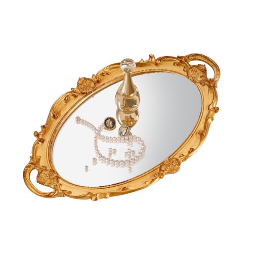Gold mirror tray - gold, vintage