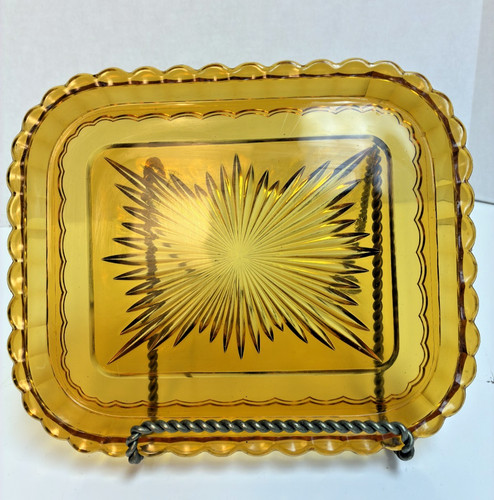 Amber glass gold trinket - glass,